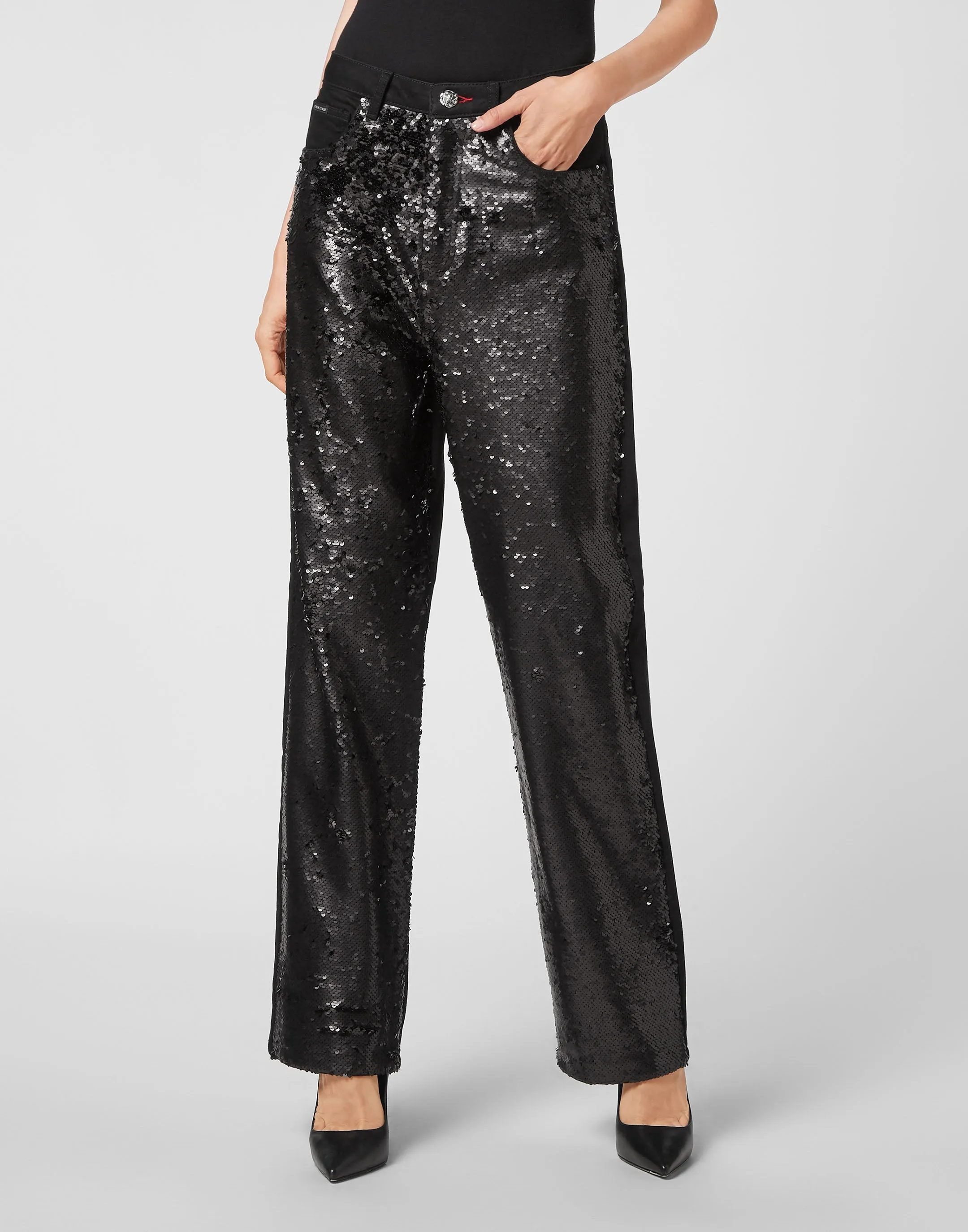 Denim Trousers Super Loose Fit Paillettes