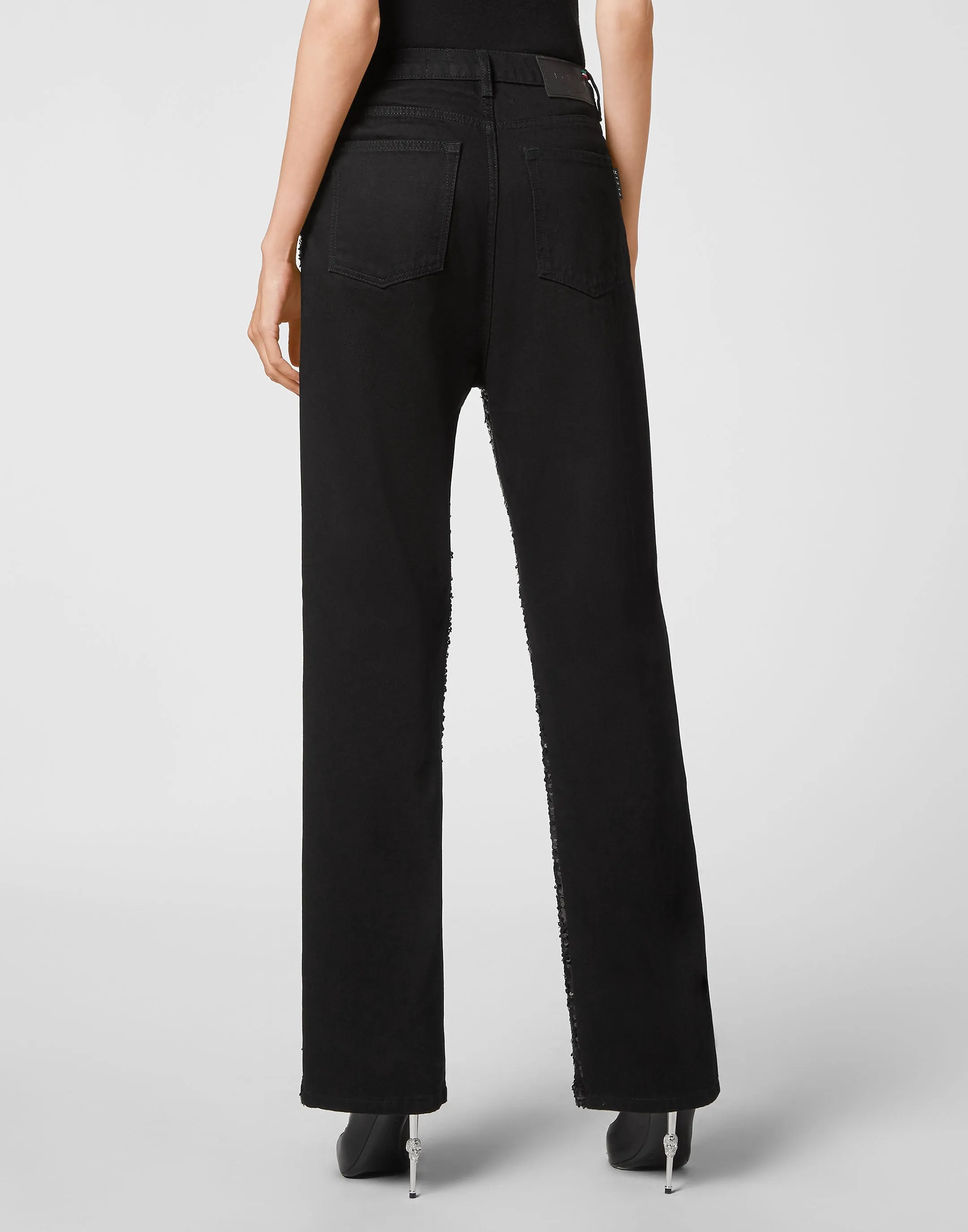 Denim Trousers Super Loose Fit Paillettes