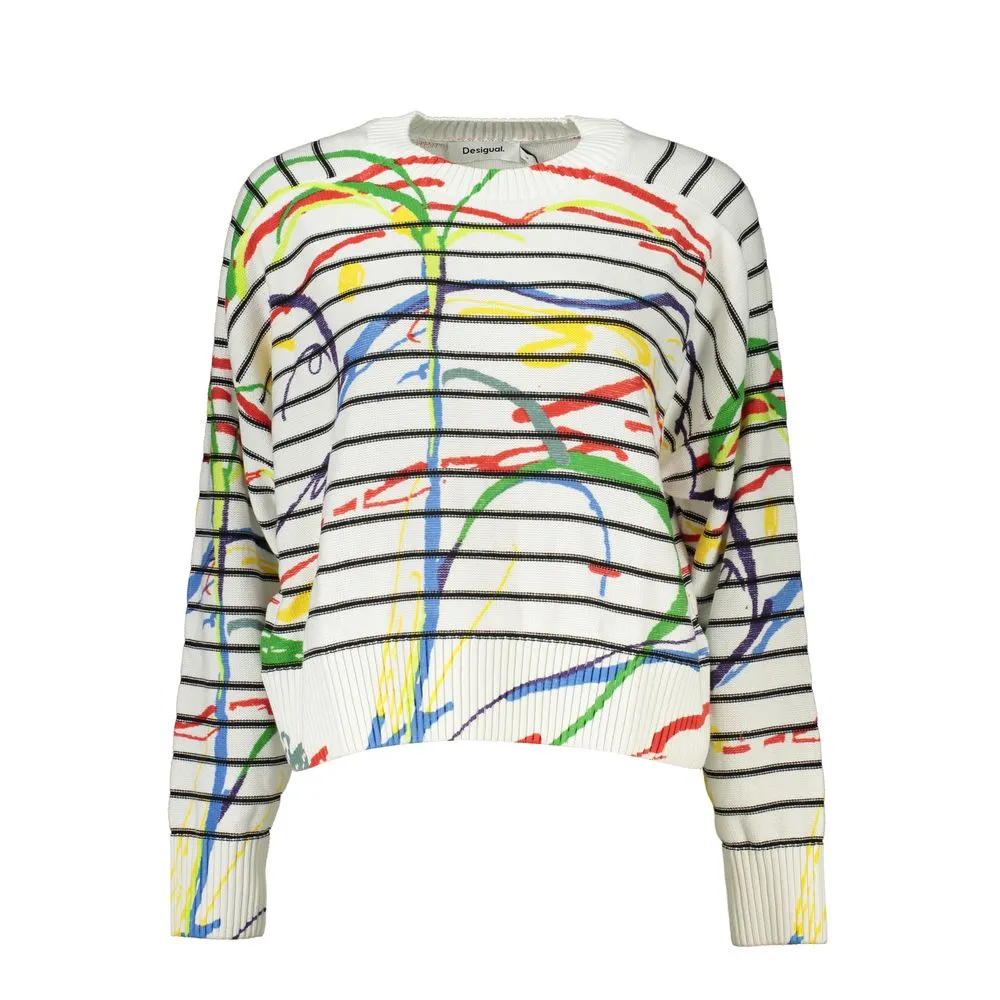 Desigual Chic Contrast Detail Crew Neck Women's Sweater