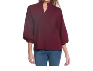 Drop Shoulder Mock Neck Sweater In Eggplant