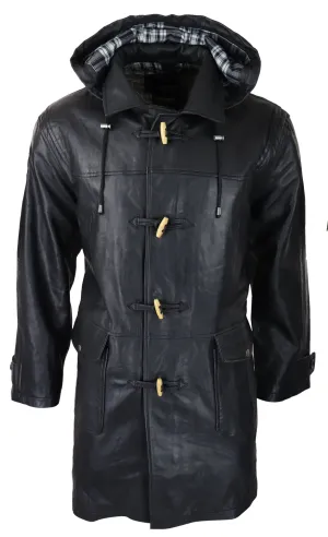 Duffle Leather Coat Fisherman Hooded