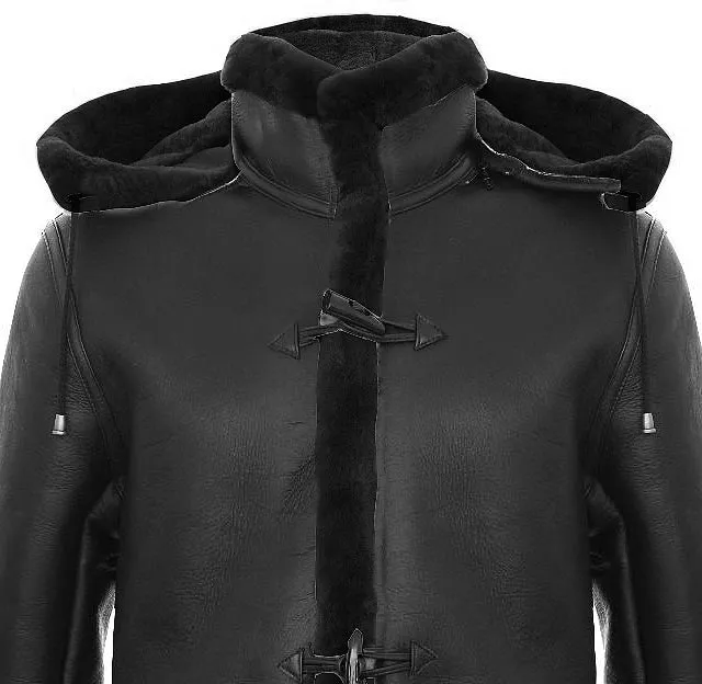 Duffle Shearling Sheepskin Duffle Coat Hood