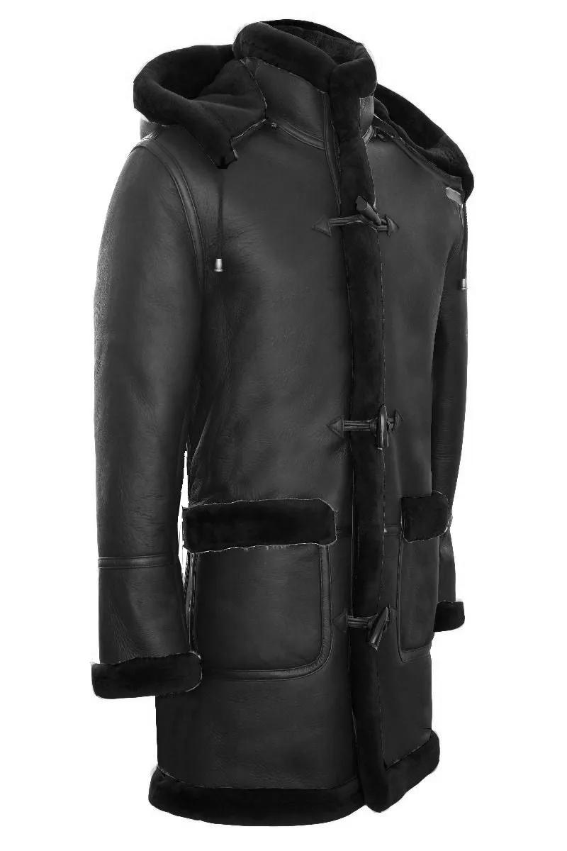 Duffle Shearling Sheepskin Duffle Coat Hood