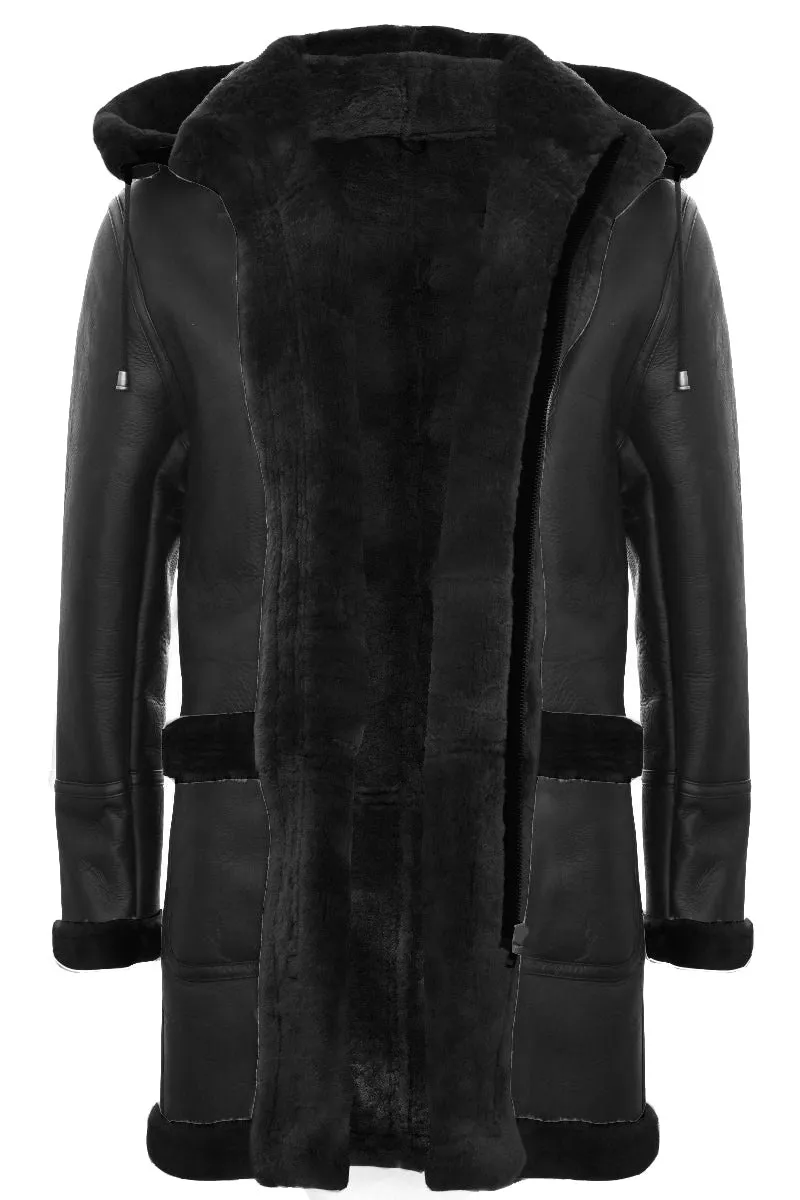 Duffle Shearling Sheepskin Duffle Coat Hood