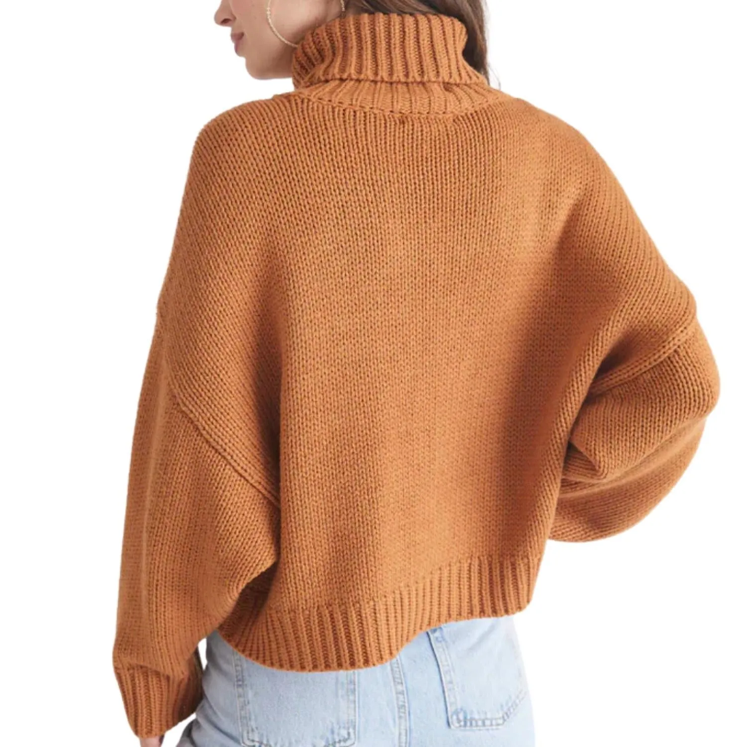 Edie Chunky Turtleneck Sweater In Toasted Alomd