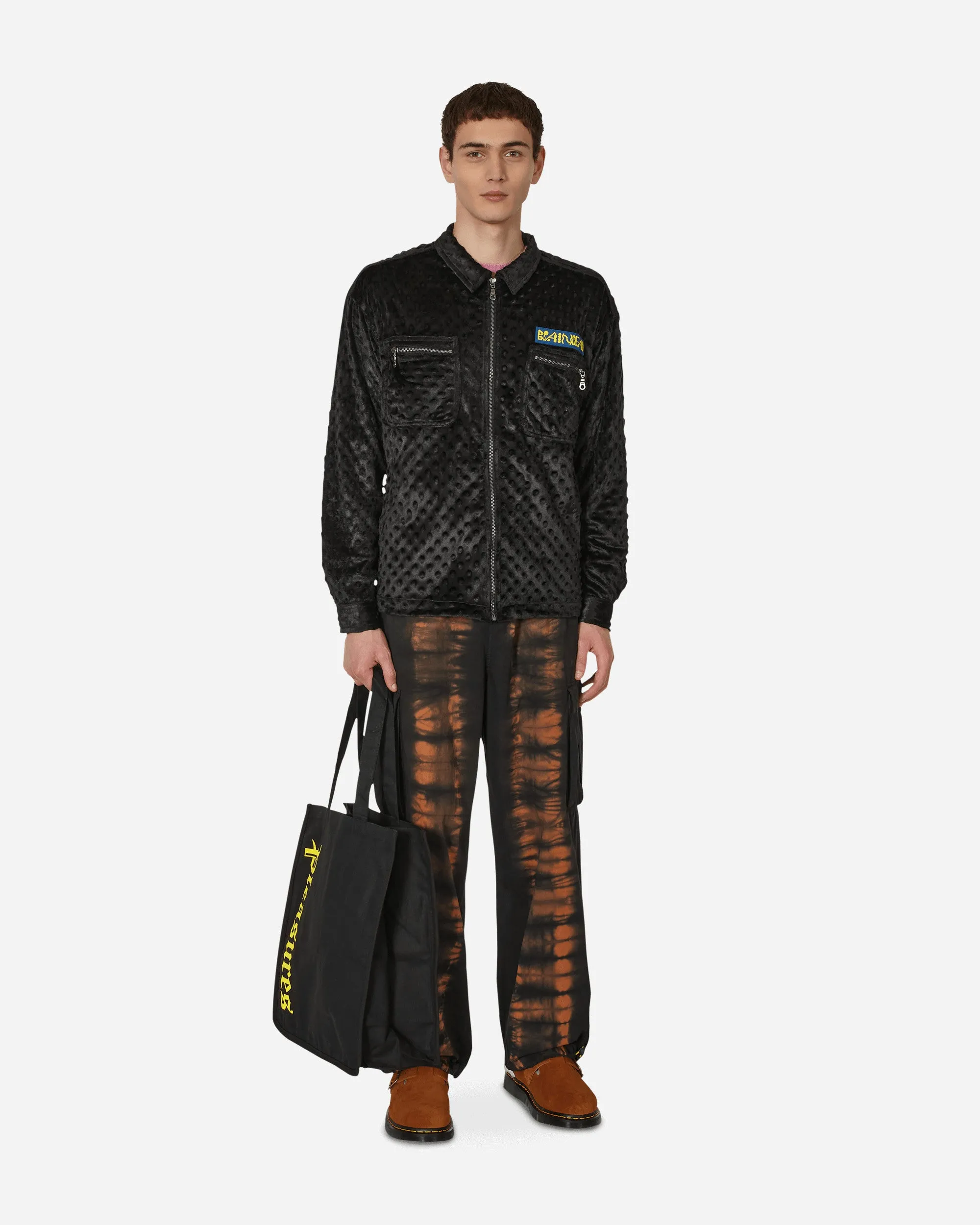 Embossed Fur Full Zip Jacket Black