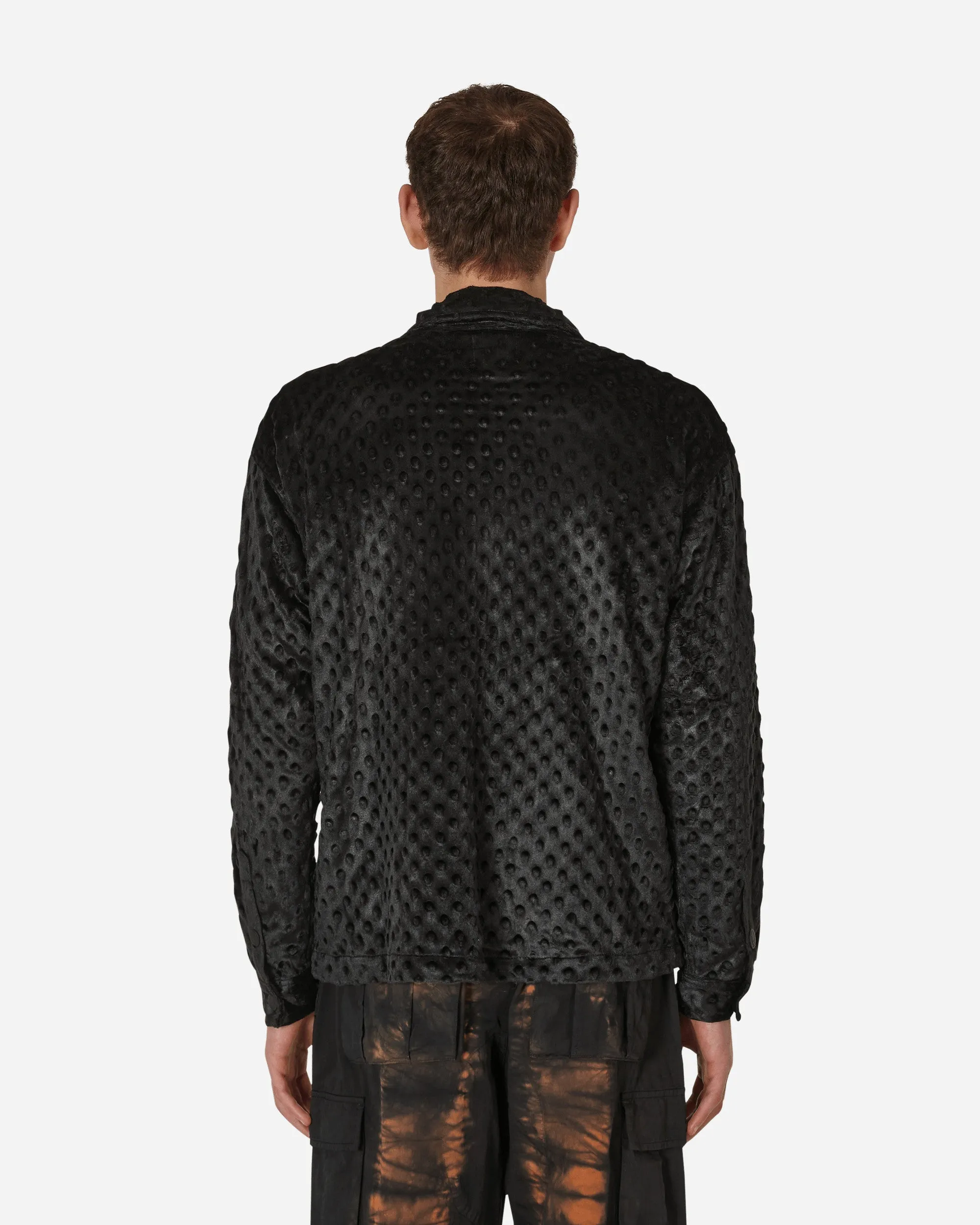 Embossed Fur Full Zip Jacket Black