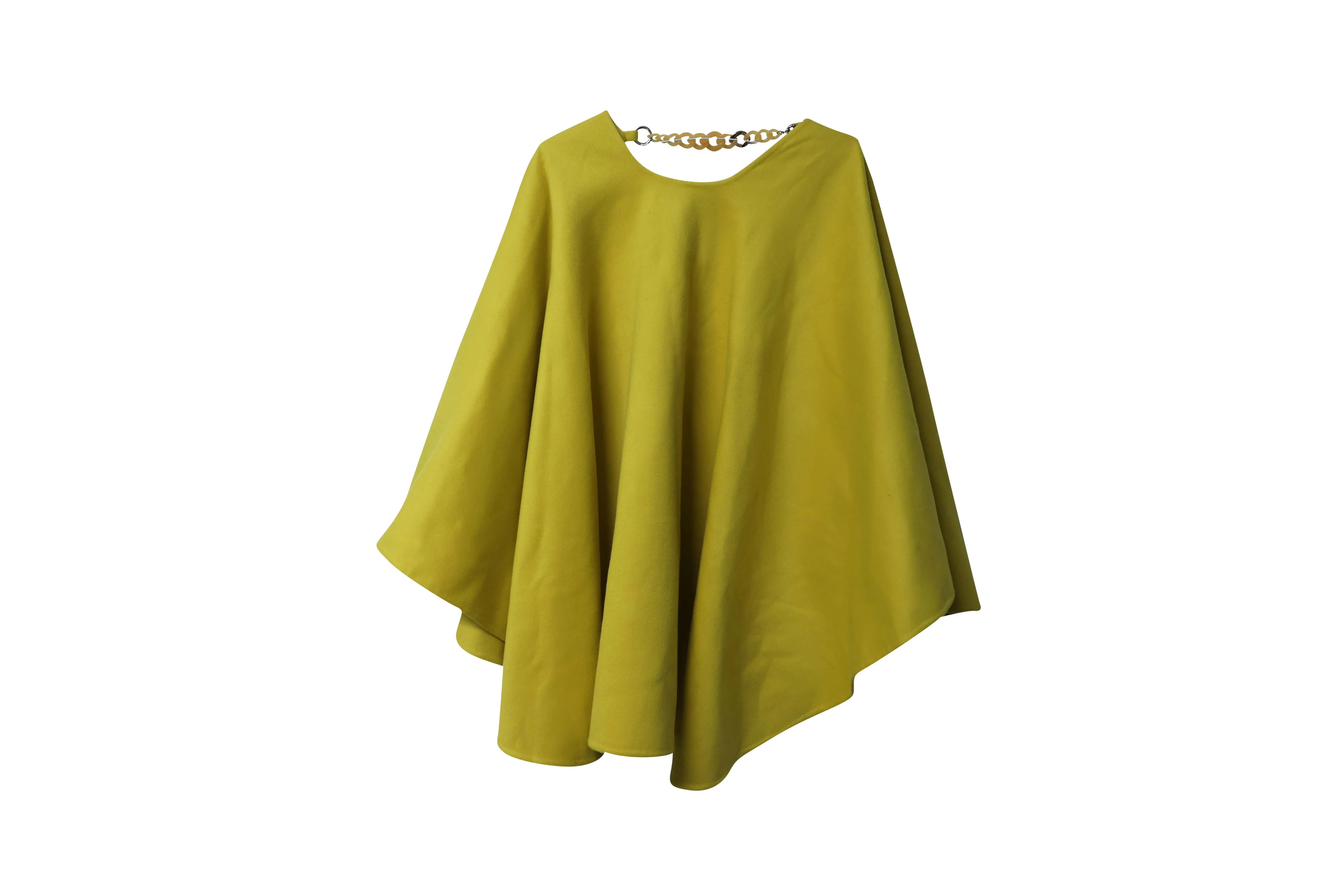 Ermanno Scervino Wide Sleeve Cape-Coat in Yellow Wool