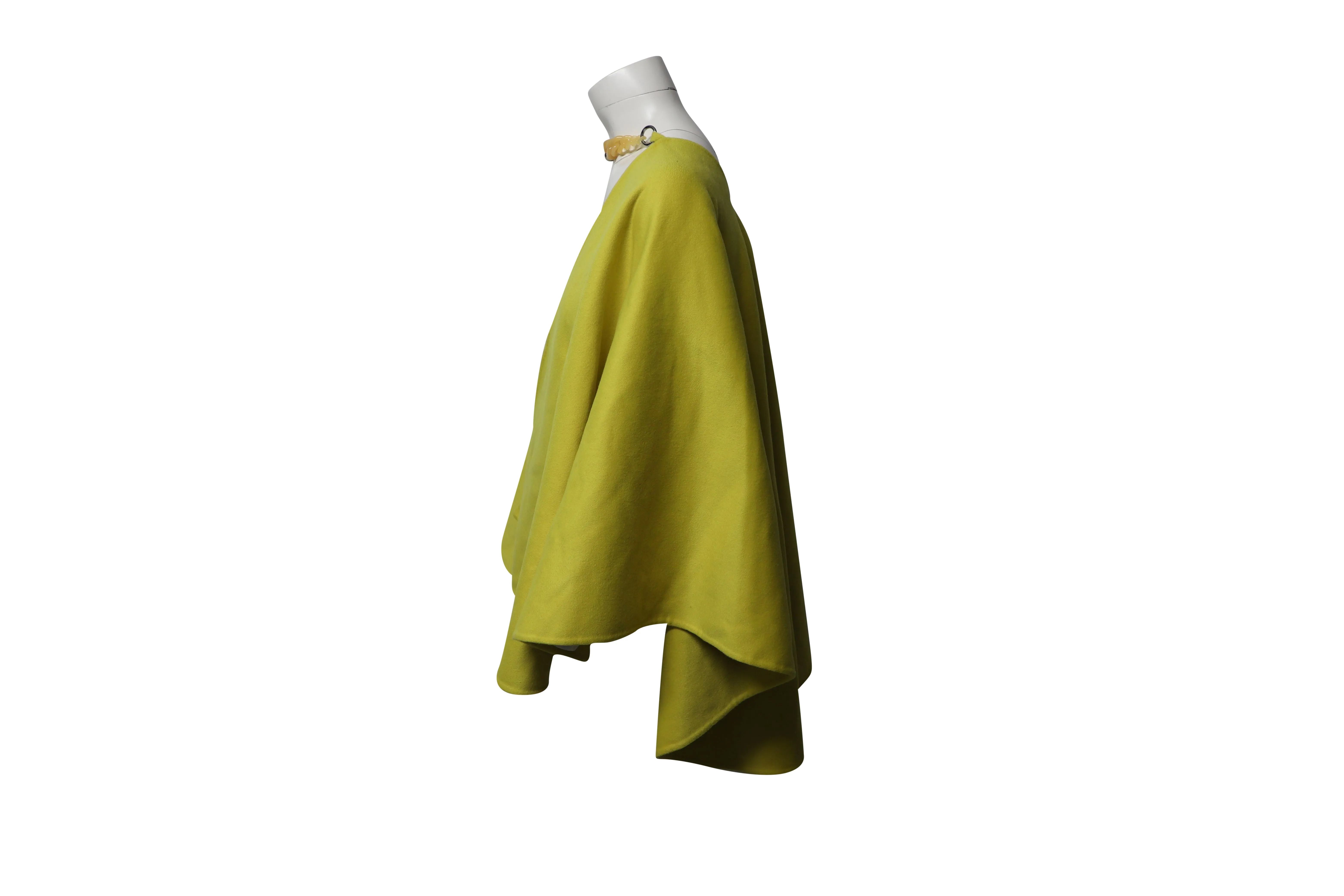Ermanno Scervino Wide Sleeve Cape-Coat in Yellow Wool