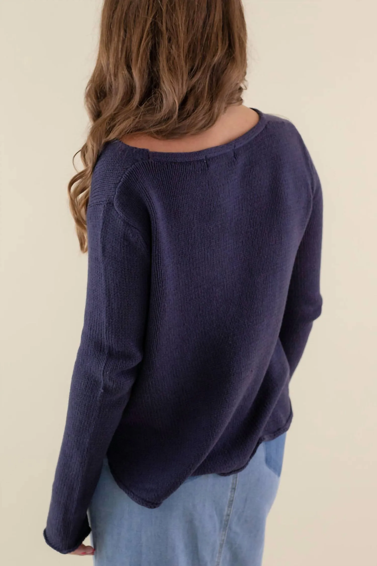 Flag Crew Neck Sweater In Navy Blue