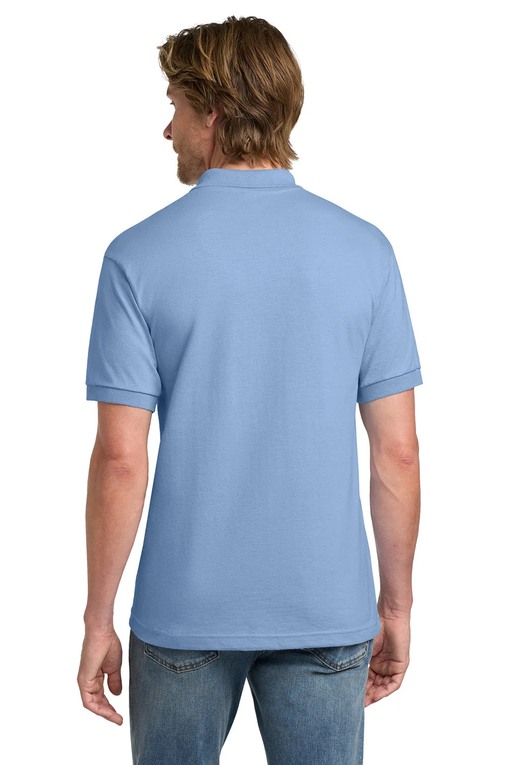 Gildan Mens DryBlend Moisture Wicking Short Sleeve Polo Shirt - Light Blue