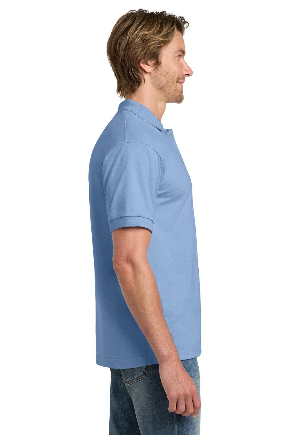 Gildan Mens DryBlend Moisture Wicking Short Sleeve Polo Shirt - Light Blue