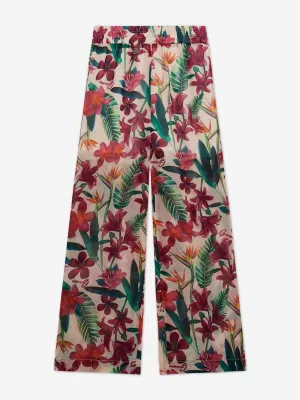 Girls Chiffon Floral Palazzo Pants in Multicolour