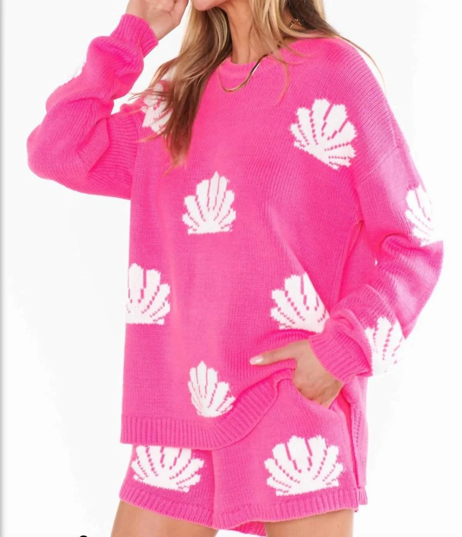 Go To Sweater In Hot Pink Shell