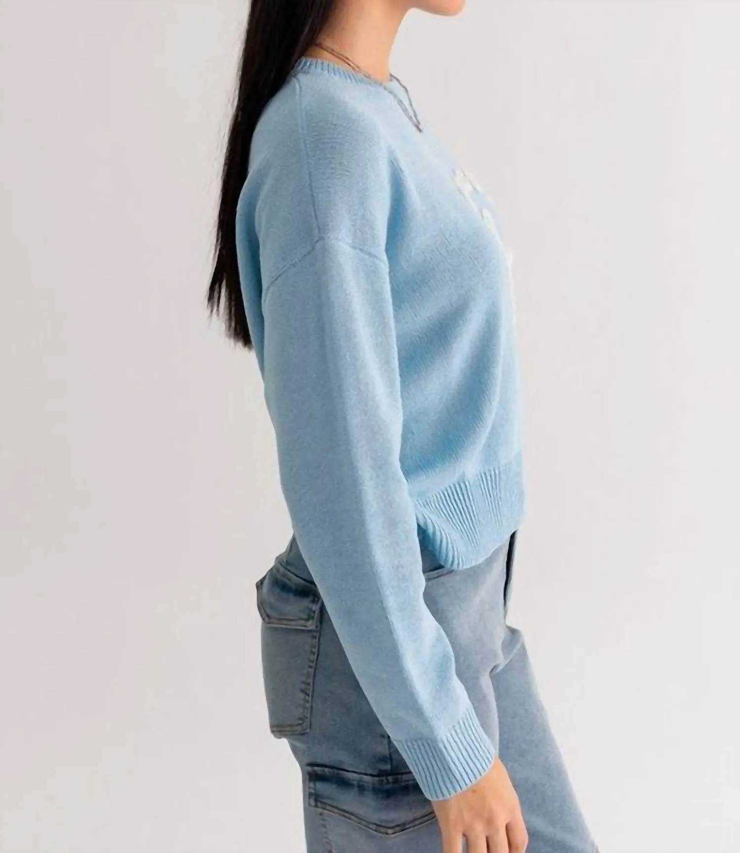 Good Vibes Sweater In Light Blue