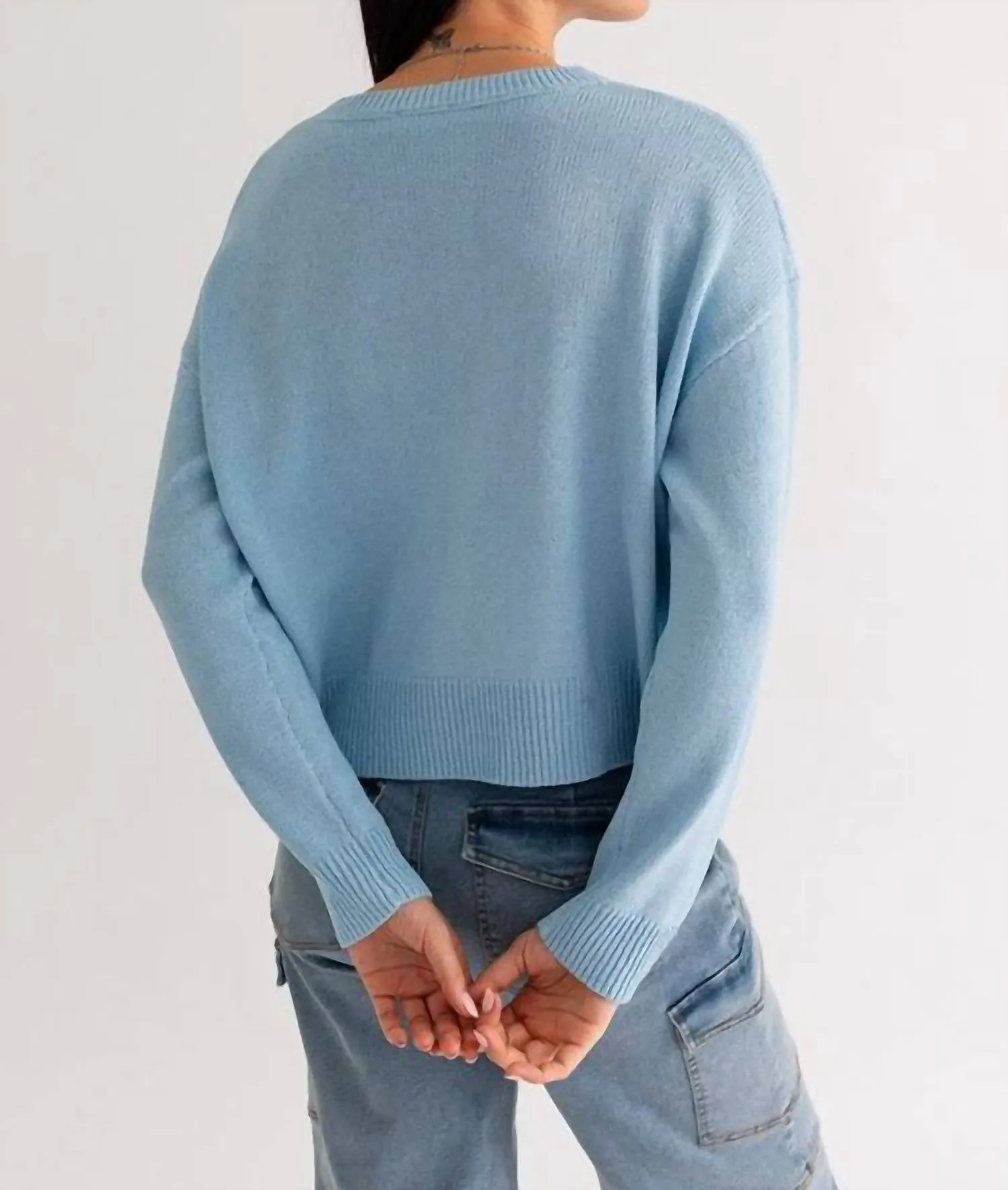 Good Vibes Sweater In Light Blue