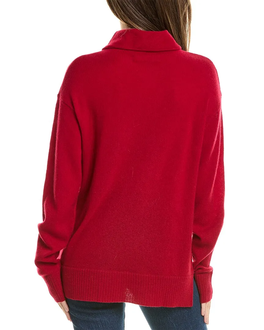 Hannah Rose Asymmetrical Funnel Neck Cashmere Tunic Sweater