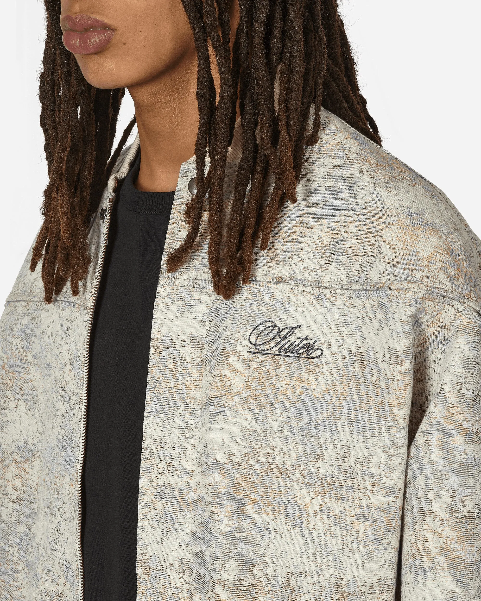 Hazy Jacquard Bomber Jacket Beige