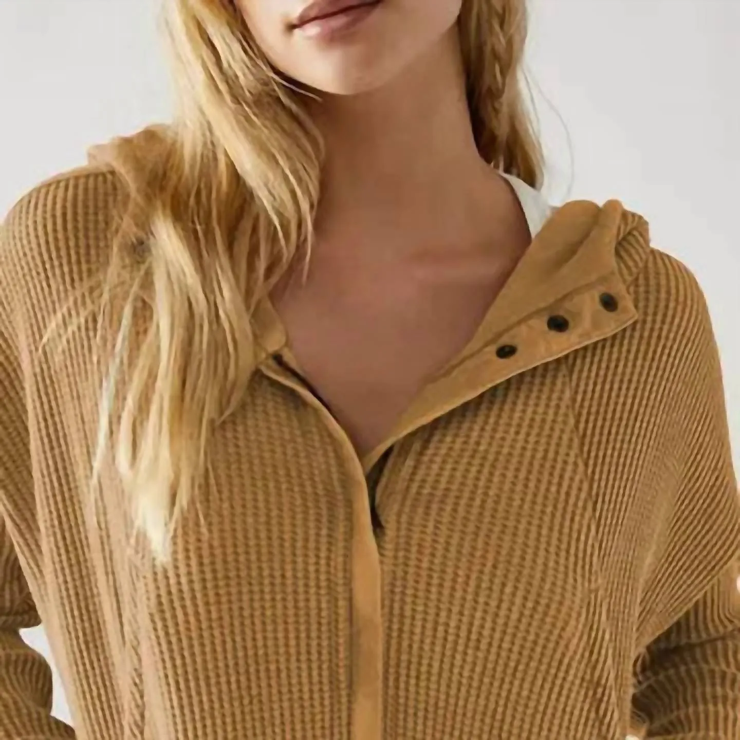Hooded Long-Sleeved Cardigan In Brown