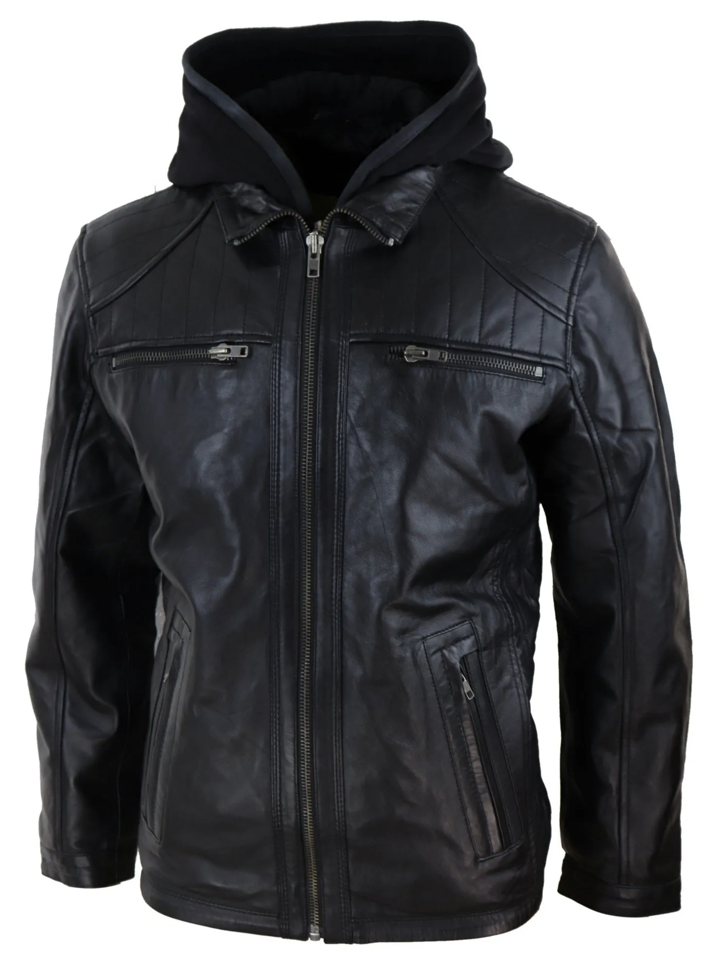 Hoodie Leather Jacket