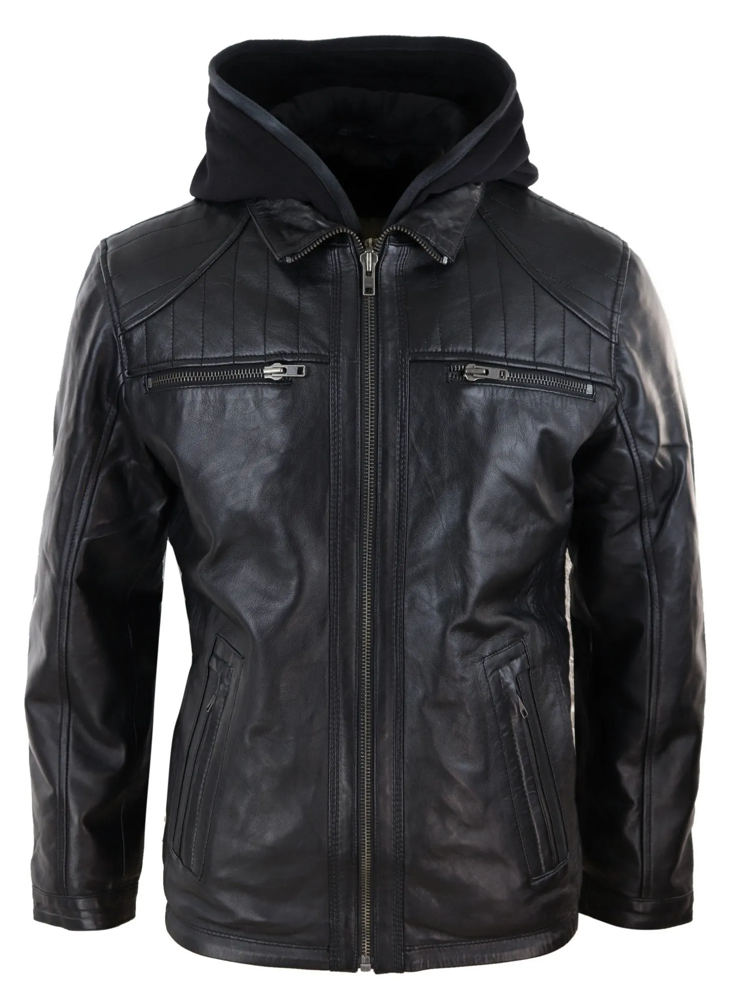 Hoodie Leather Jacket