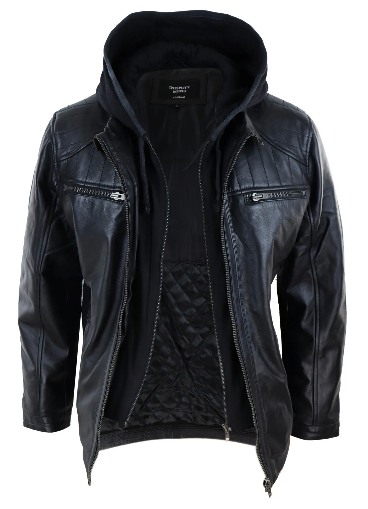 Hoodie Leather Jacket