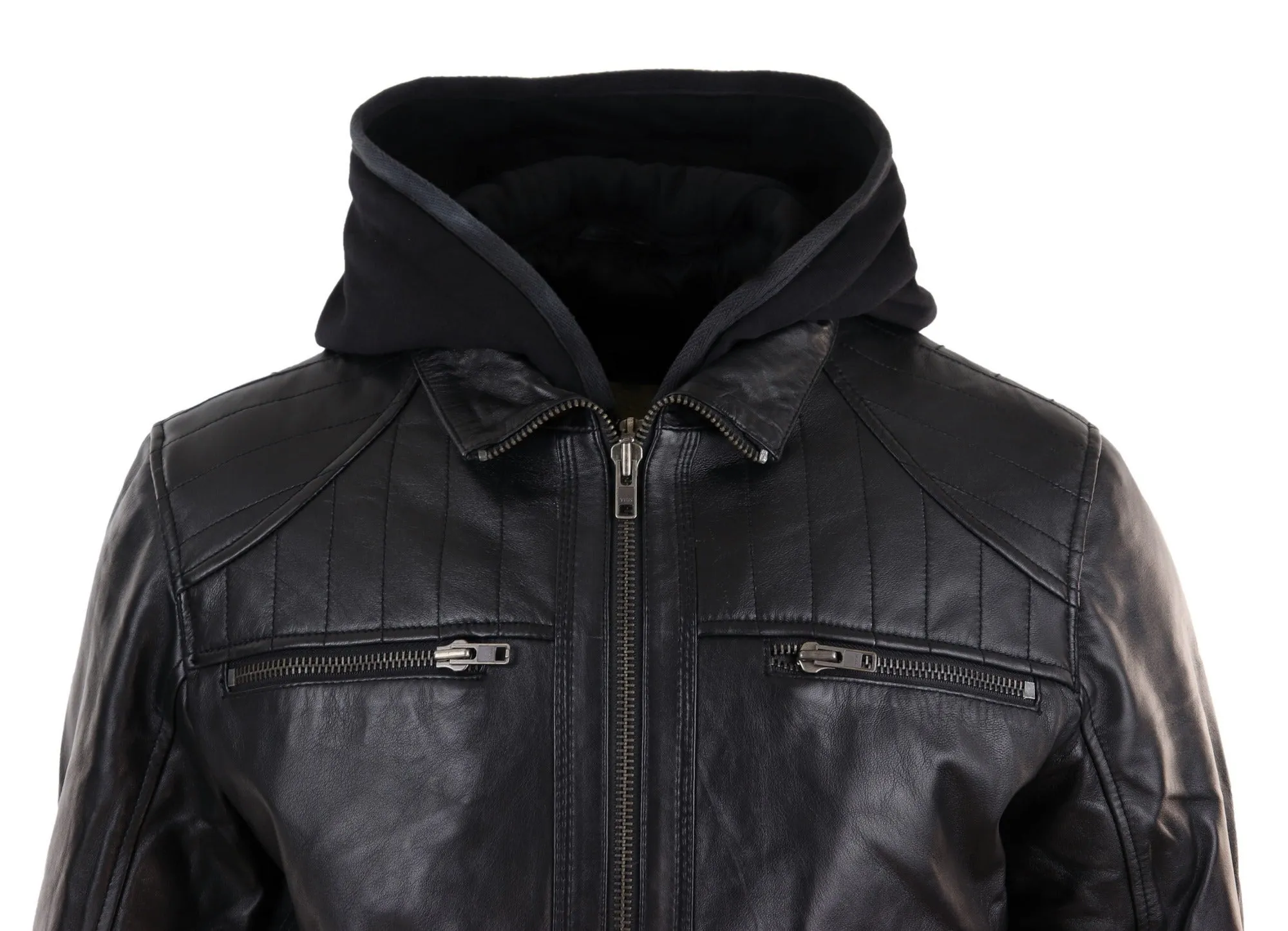 Hoodie Leather Jacket