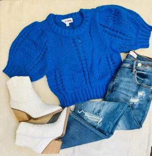 Ice Queen Cropped Sweater In Blue