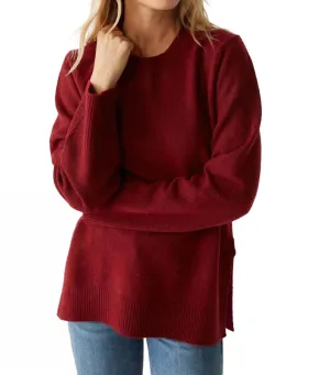 Imogen Crew Neck Sweater In Dark Carmine