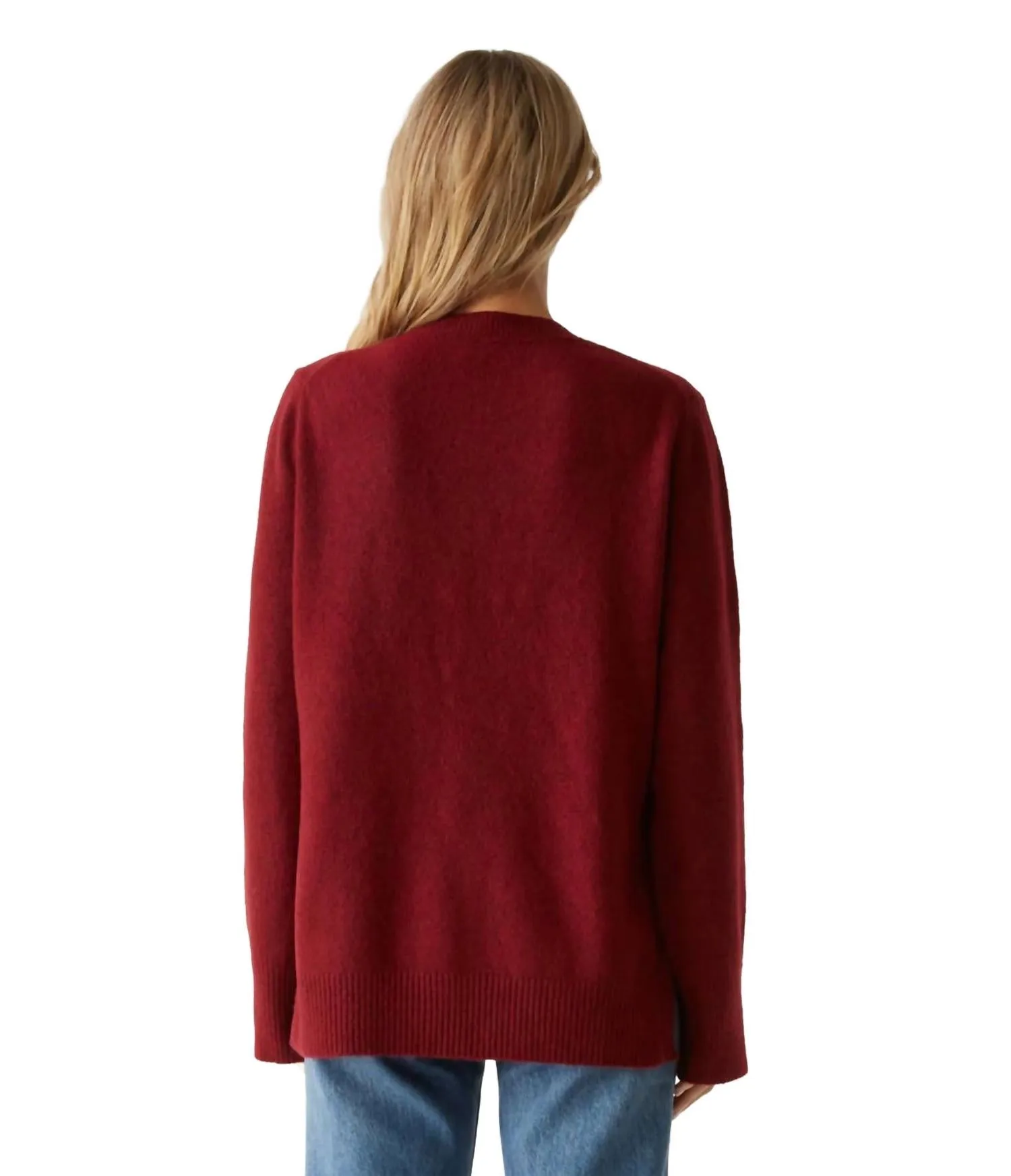 Imogen Crew Neck Sweater In Dark Carmine