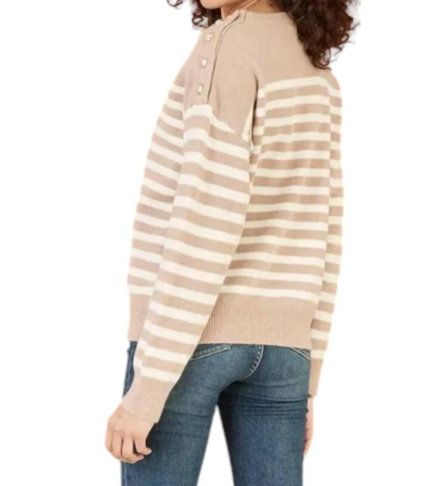 Jamie Stripe Sweater In Camel