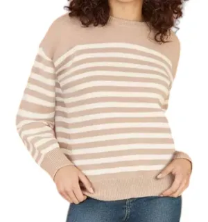 Jamie Stripe Sweater In Camel