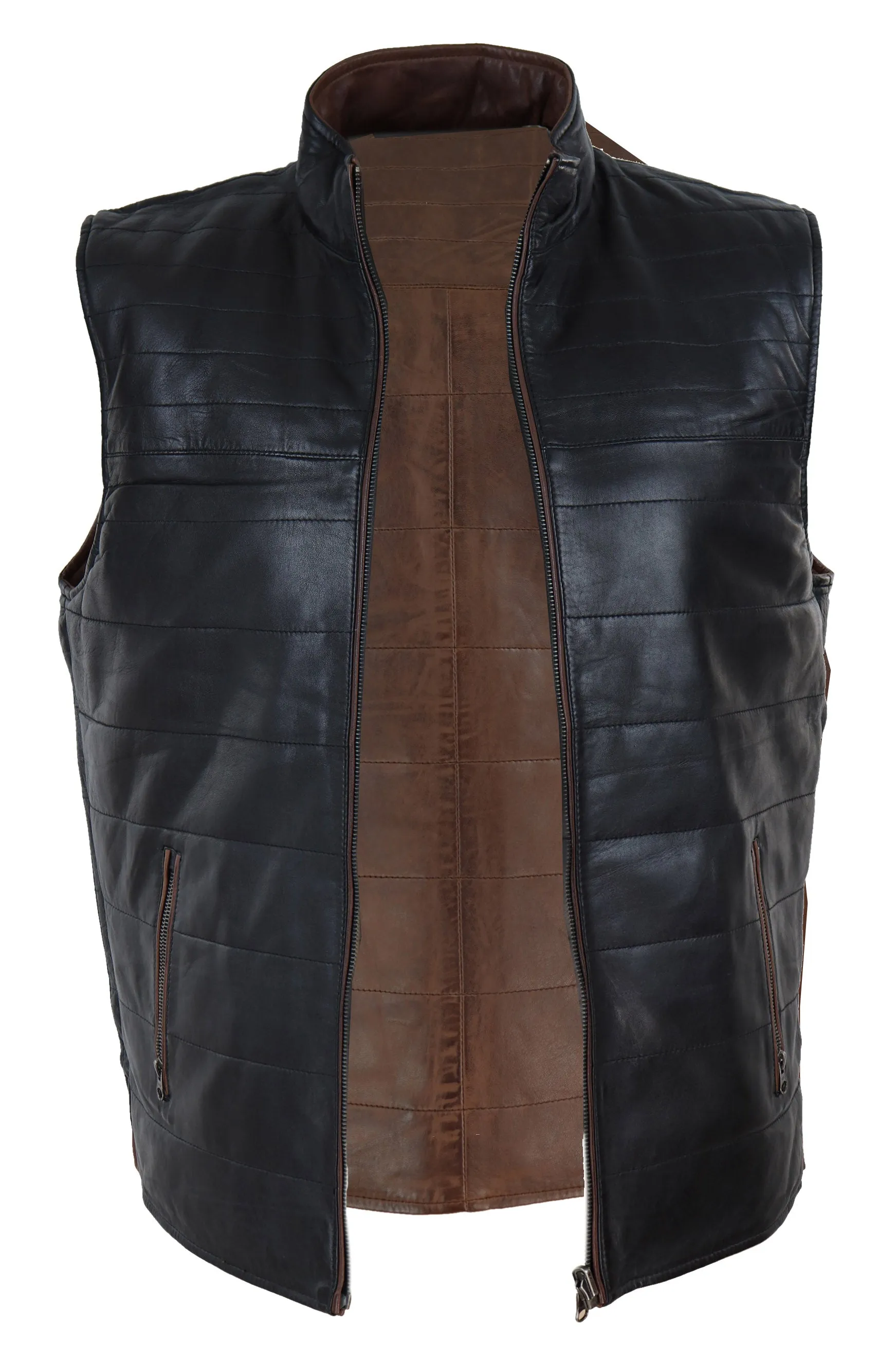 Japanese Style Leather Waistcoat Gilet