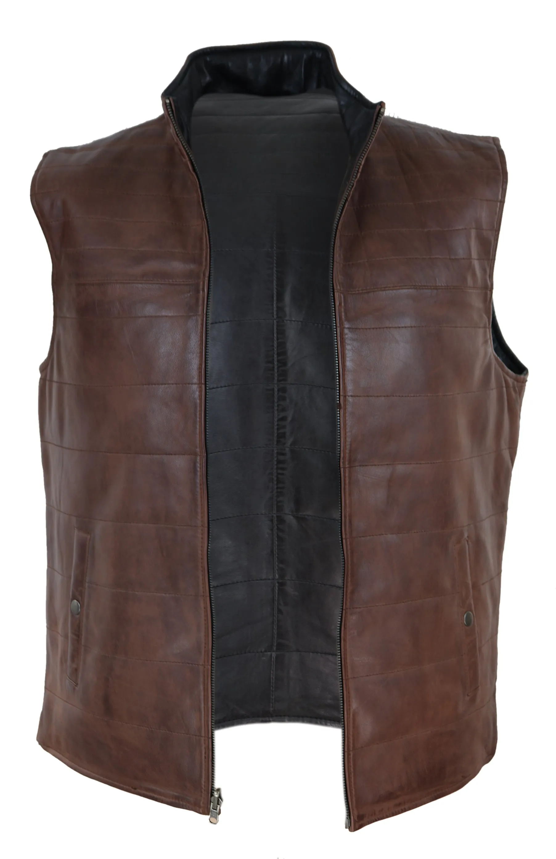 Japanese Style Leather Waistcoat Gilet