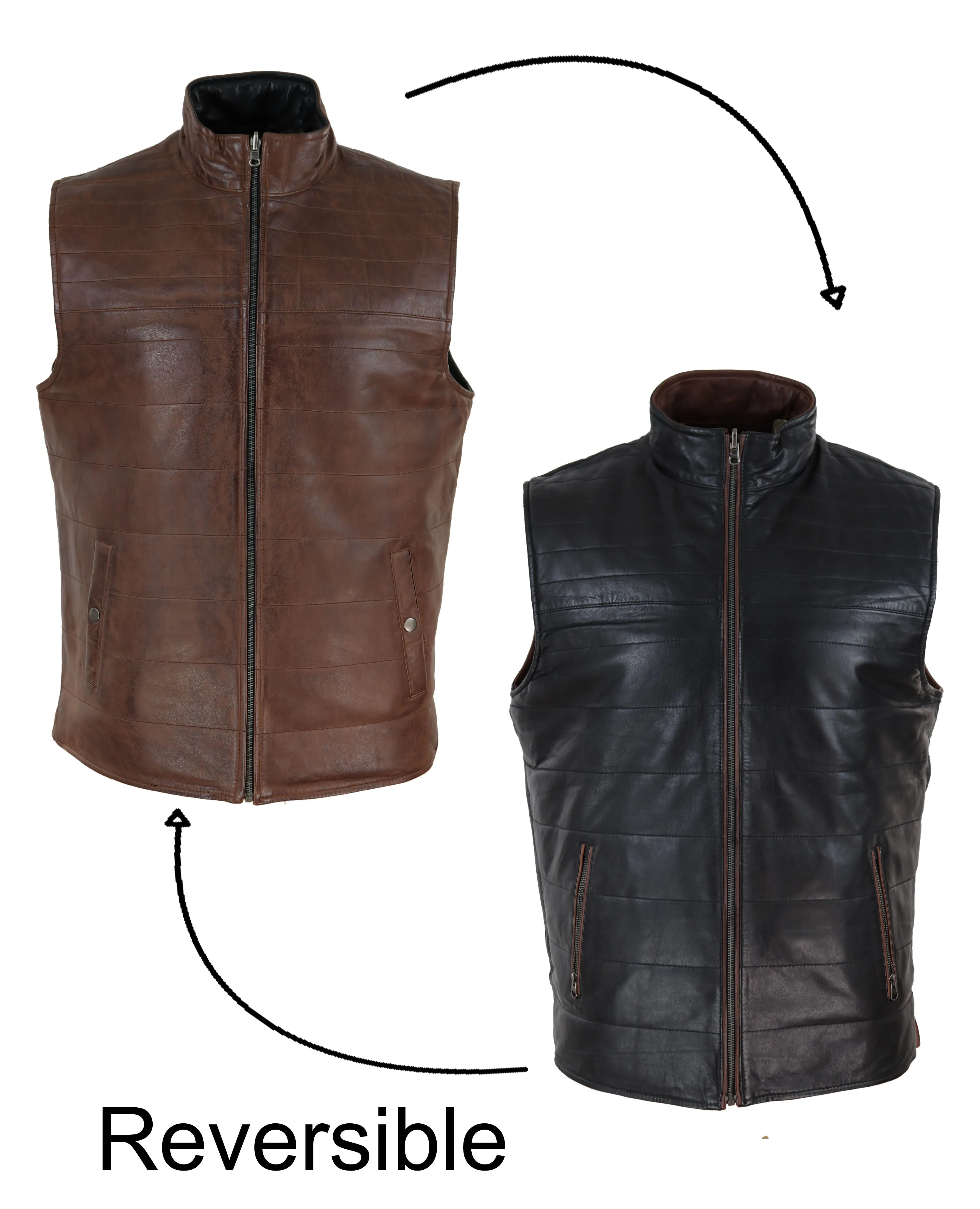 Japanese Style Leather Waistcoat Gilet