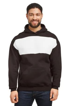 Jerzees Mens NuBlend Fleece Pill Resistant Billboard Hooded Sweatshirt Hoodie w/ Pouch Pocket - Black/White - Closeout