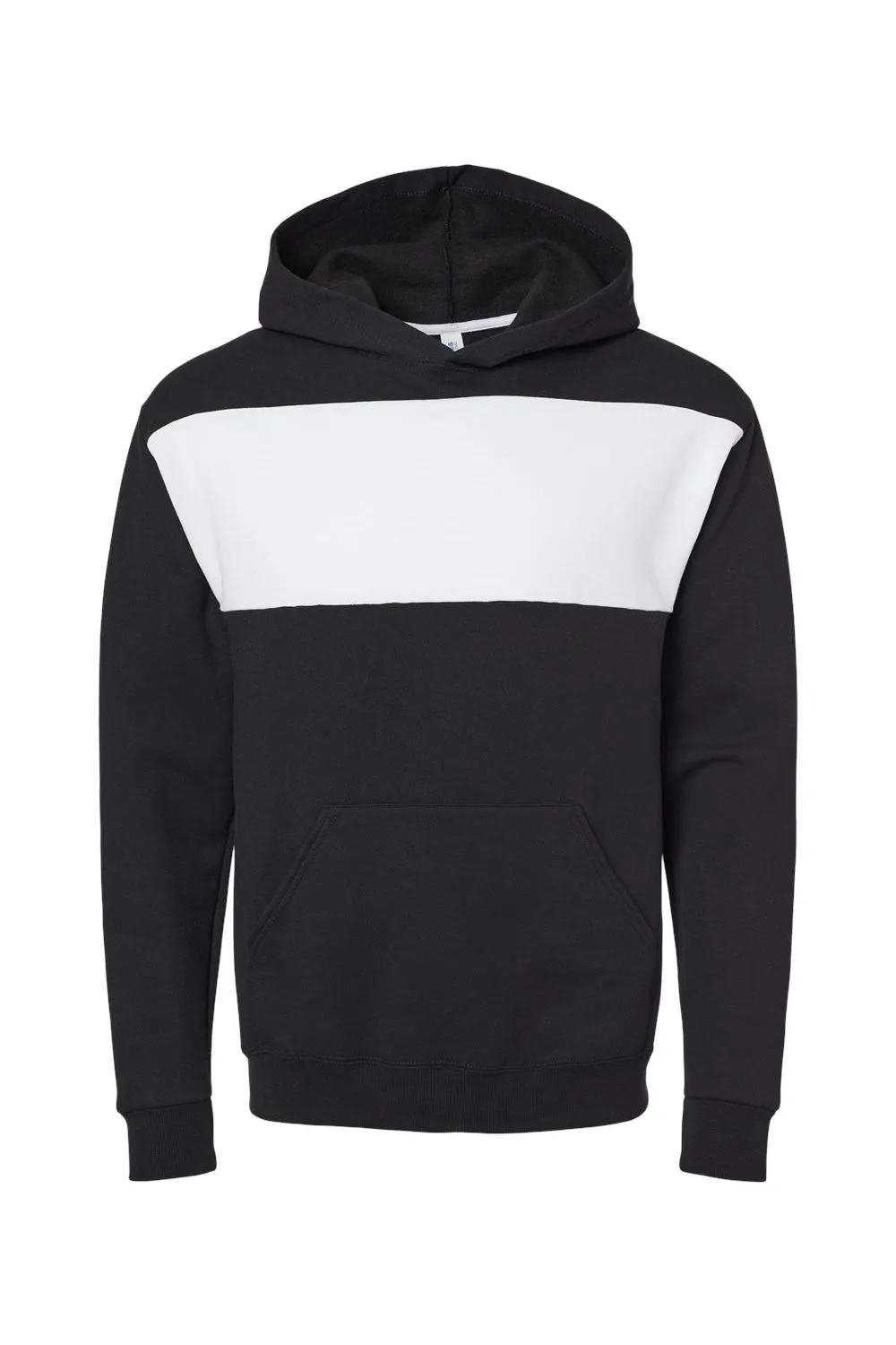 Jerzees Mens NuBlend Fleece Pill Resistant Billboard Hooded Sweatshirt Hoodie w/ Pouch Pocket - Black/White - Closeout