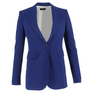 Joseph Single-Breasted Blazer with Pockets in Blue Wool