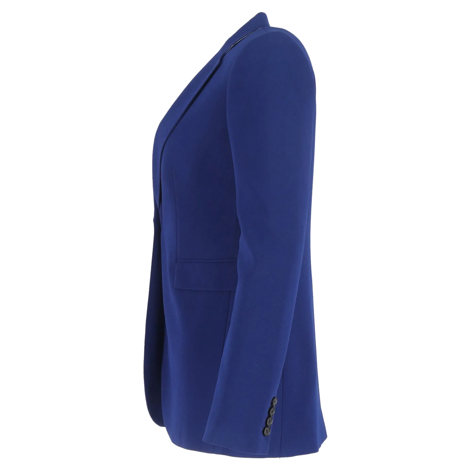 Joseph Single-Breasted Blazer with Pockets in Blue Wool