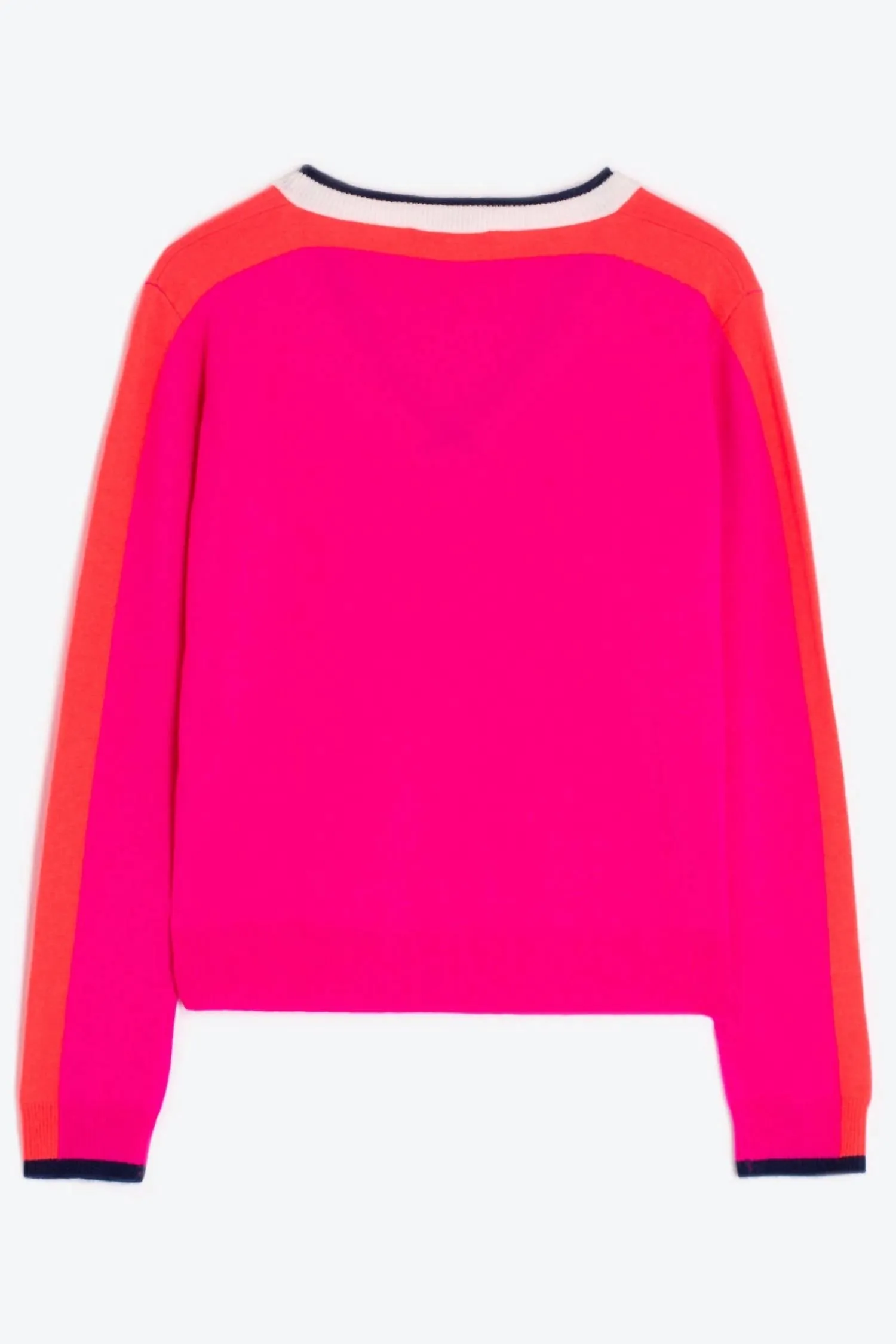 Knitwear V-Neck Sweater In Ecru/pink/orange