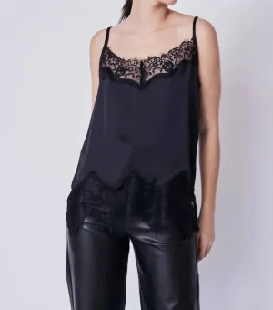 Lace Trimmed Cami In Black