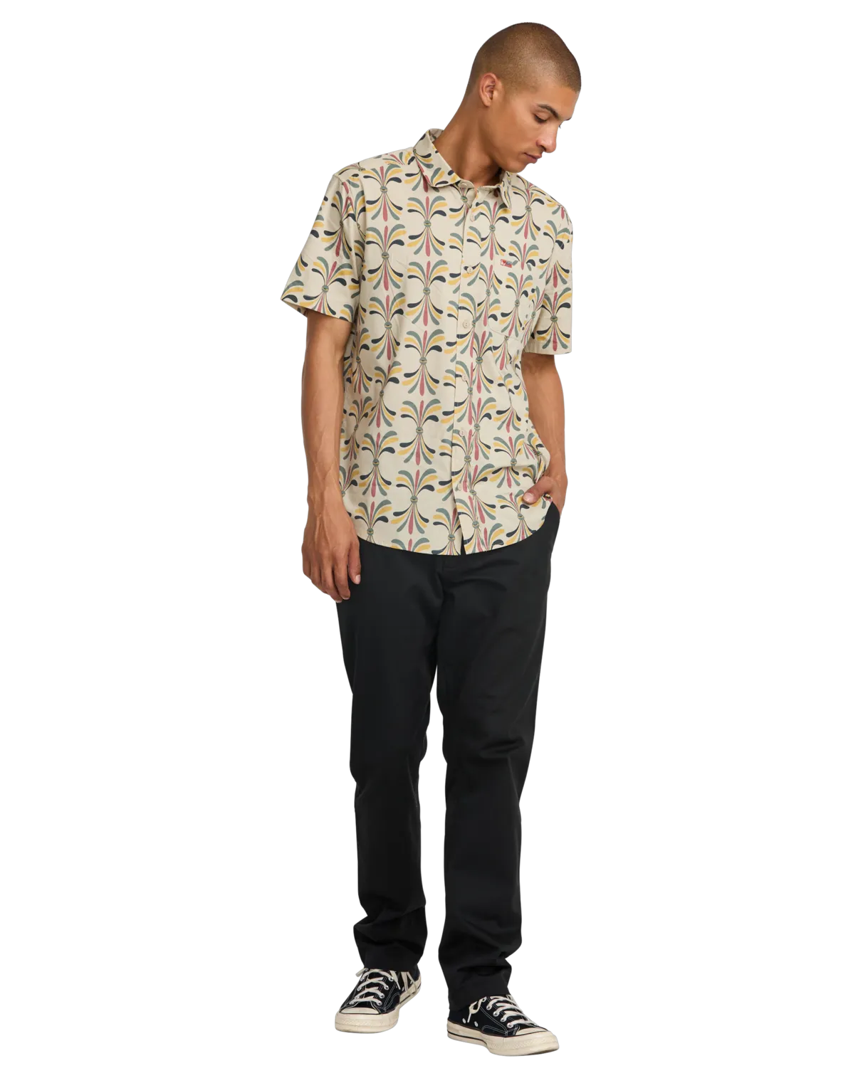 Lauryn Alvarez Eye Floral Shirt in Light Khaki