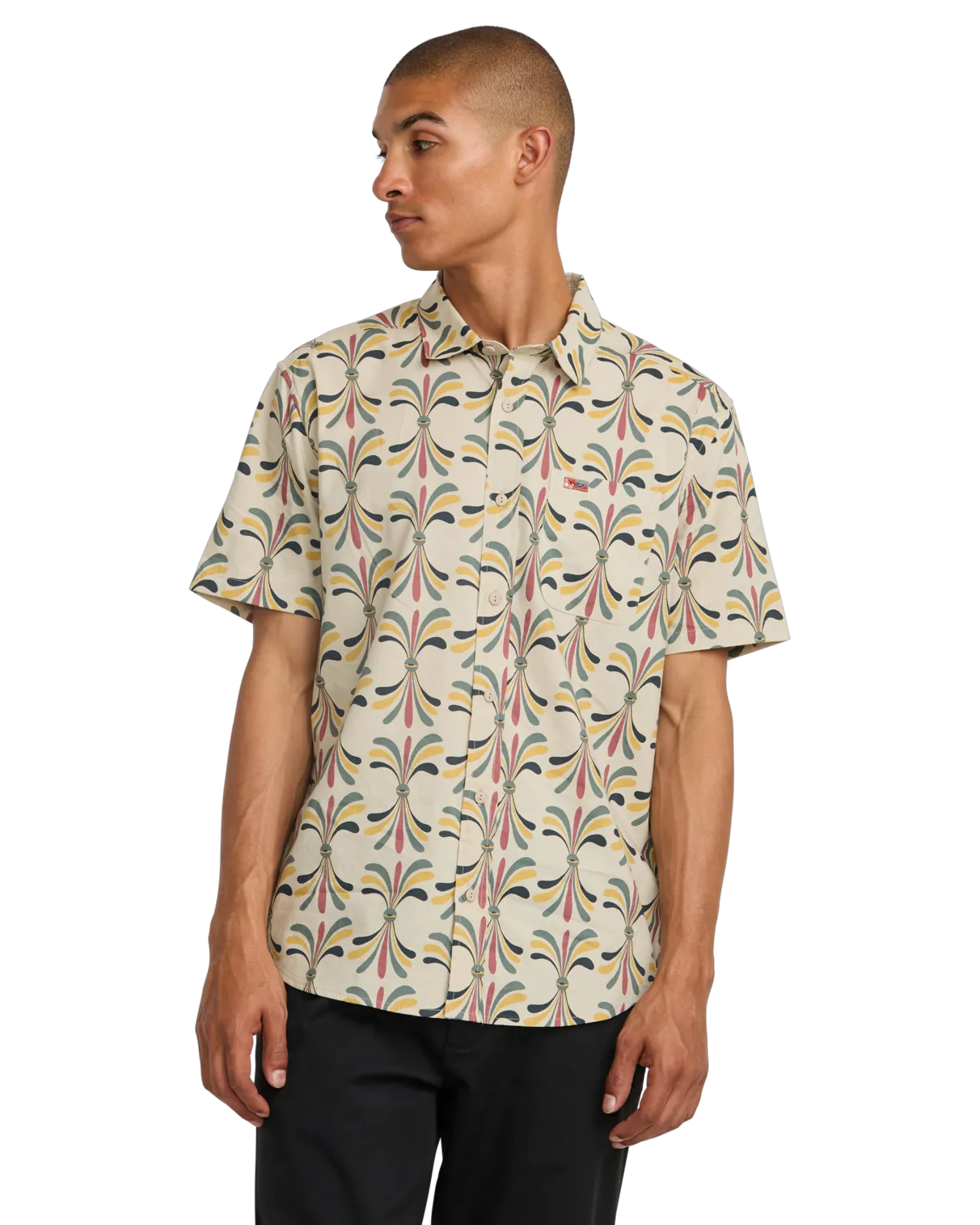 Lauryn Alvarez Eye Floral Shirt in Light Khaki