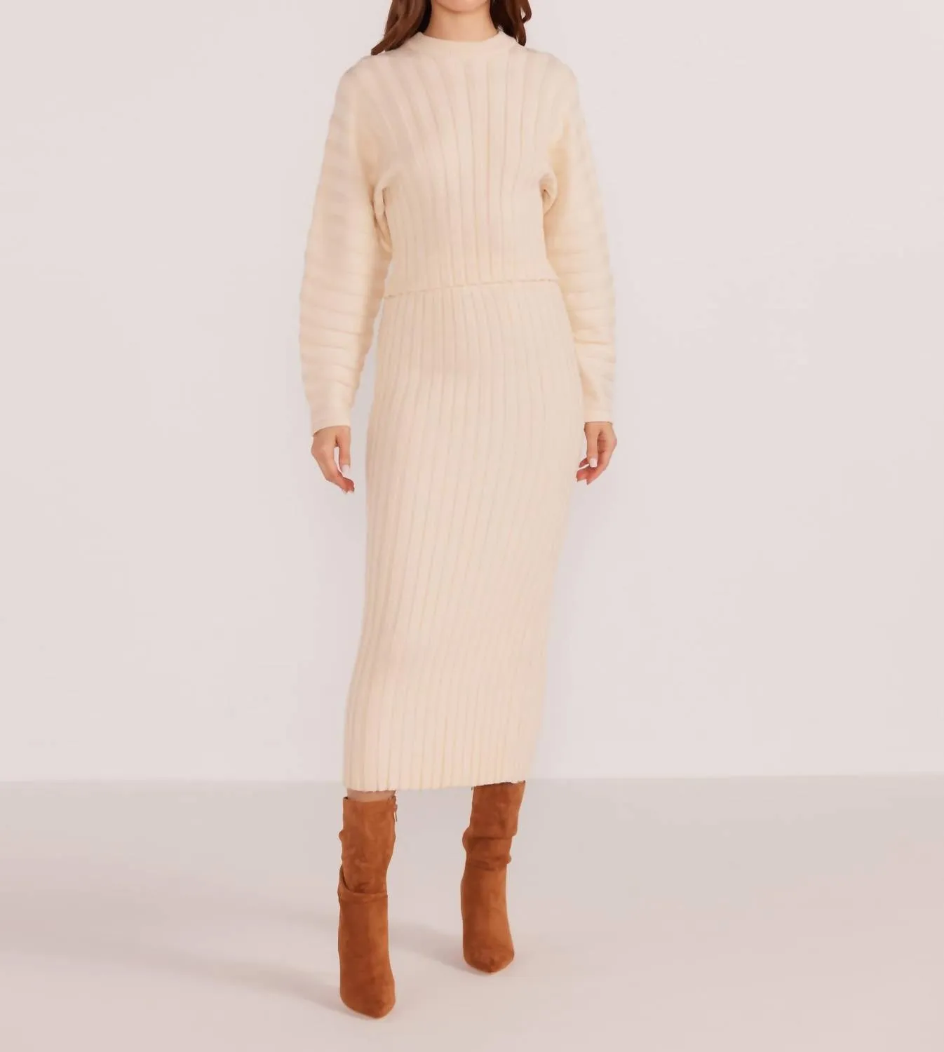 Layla Ribbed Sweater In Winter White