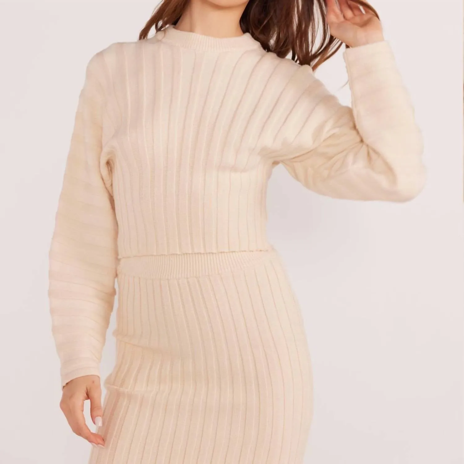 Layla Ribbed Sweater In Winter White