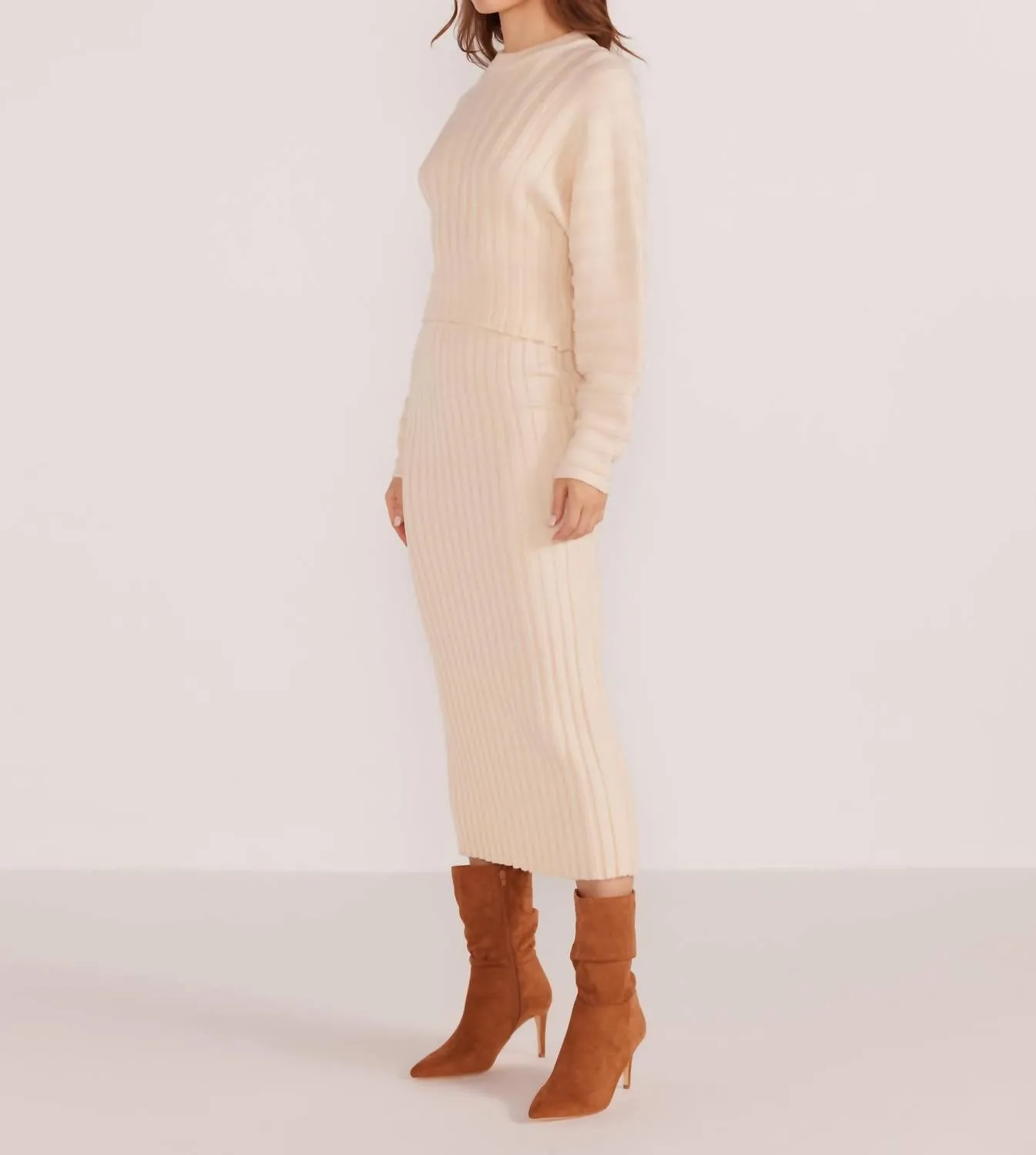 Layla Ribbed Sweater In Winter White