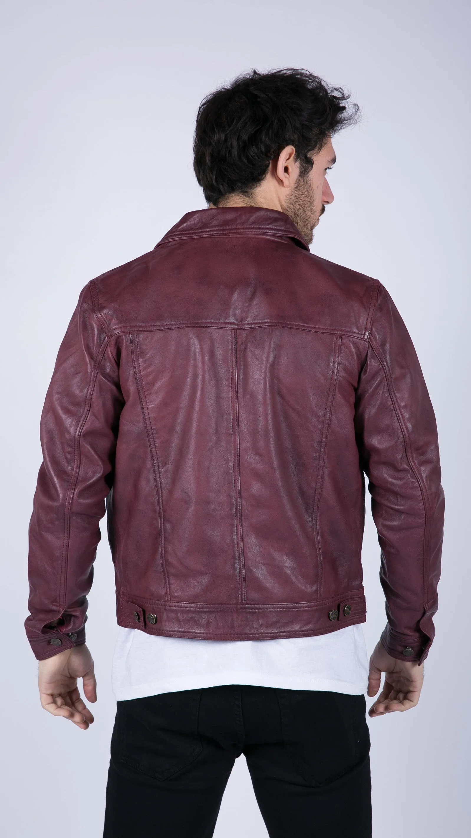 Leather Jacket Burgundy Wine Jeans