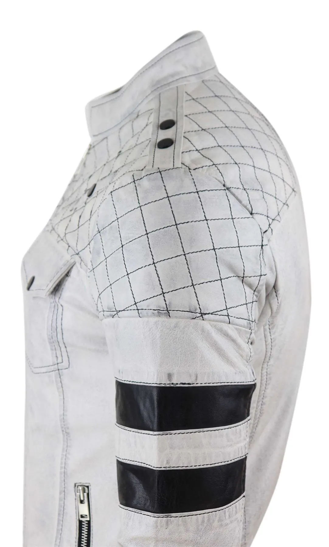 Leather Racing Jacket Biker Stripes