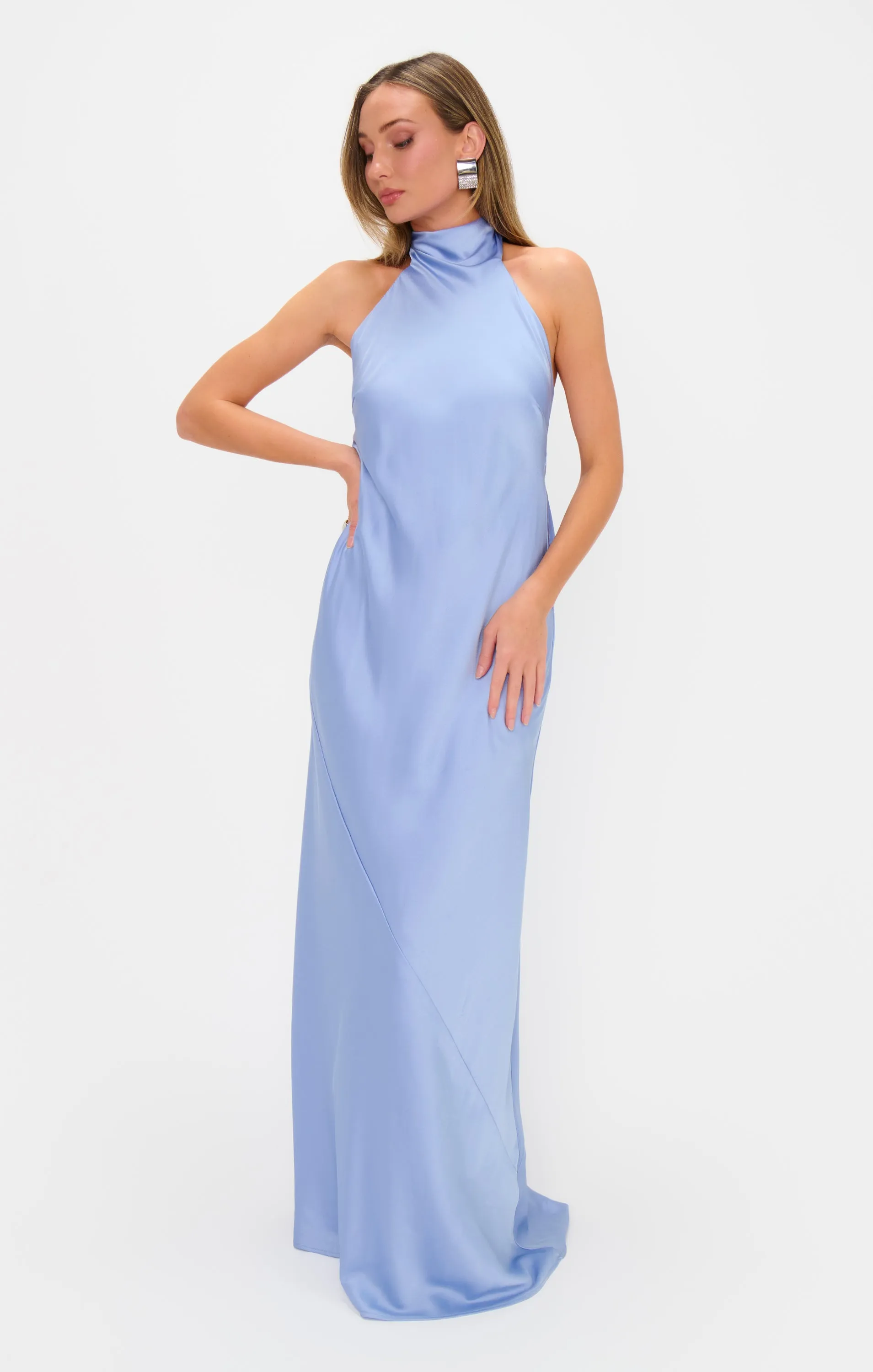 Lisa Maxi Dress ~ Borrowed Blue Luxe Satin