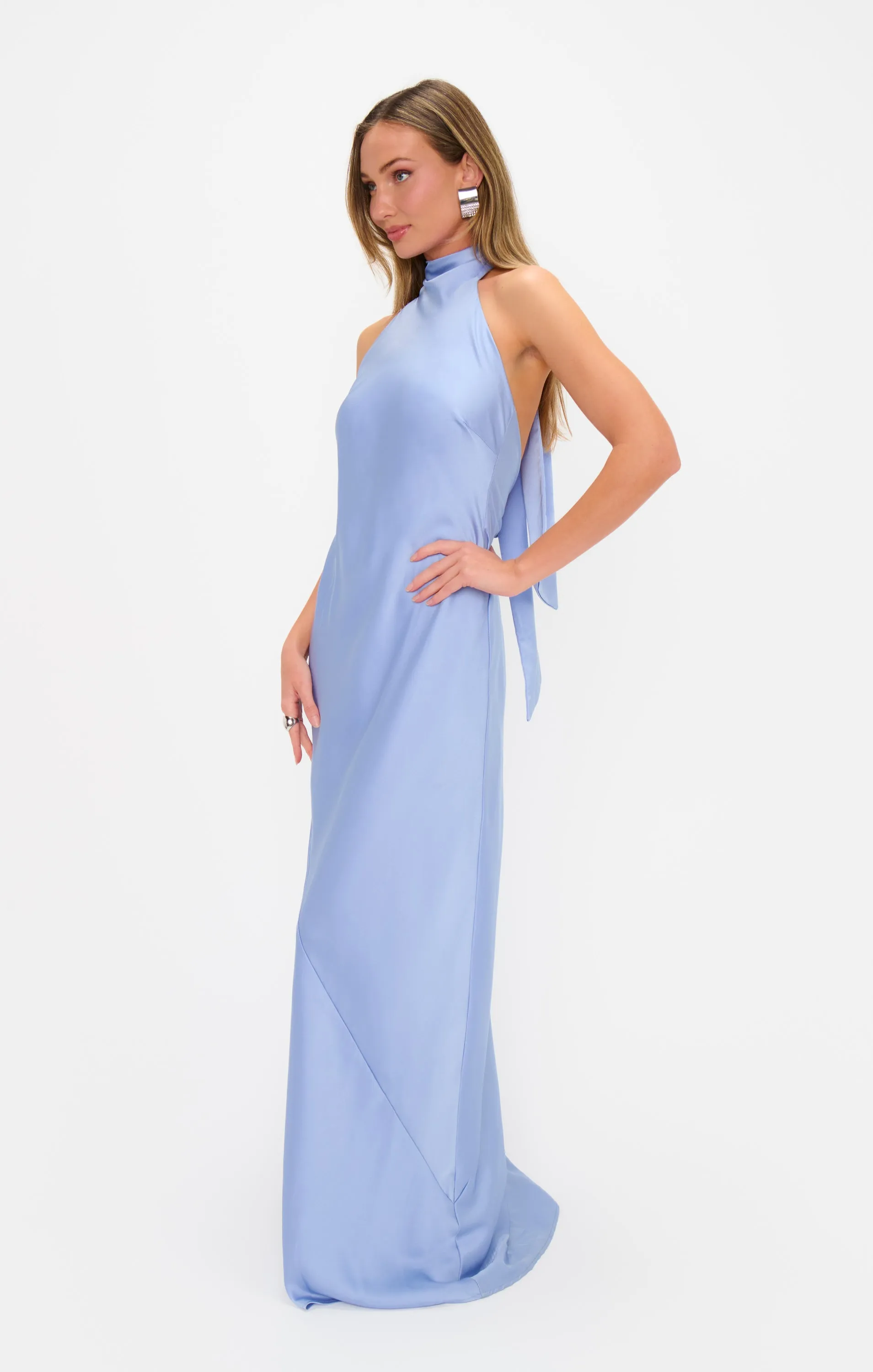 Lisa Maxi Dress ~ Borrowed Blue Luxe Satin